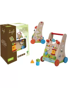 Speelgoed Jouéco Hout Activiteiten Babywalker Met Vormenstoof