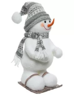 Overige Kerstdecoratie Sneeuwpop Hoed En Sjaal Grijs 17x16x32cm