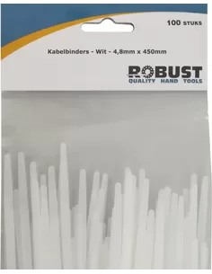 Robust Kabelbinders 100Stuks/Zak Wit 4,8mm x 450mm