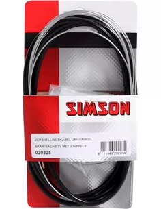 020225 Simson Versn.kabel uni. Sram/Sachs 3V m/2-nippels zw.
