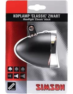020752 Simson koplamp LED classic chroom incl.batt.