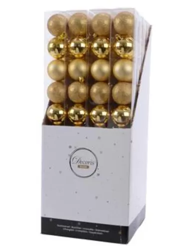 10 Kerstballen Glitter Licht Goud dia 6cm