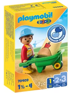Playmobil 1.2.3 Bouwvakker Met Kruiwagen 70409