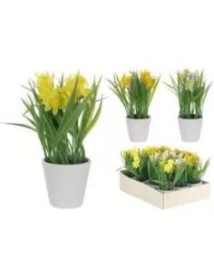 Kunstbloemen & Planten Narcis In Pot 22Cm 3Ass Kleur