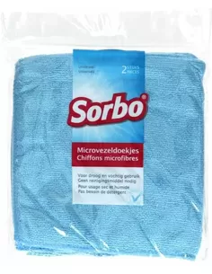 Schoonmaak Sorbo Microvezeldoek Blauw Uni 35X35Cm 2 St