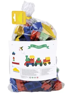Speelgoed Paradiso Toys Medium Blokken In Plastieken Zak - 200Stuks