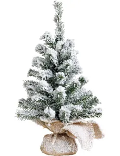 Kerstbomen & Kransen Mini Boom Zak Jute GroenWit 45cm