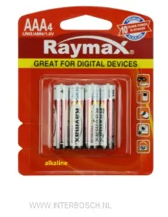 Batterij Raymax Aaa Mini Penlite Lr03 4 Dlg Alk.